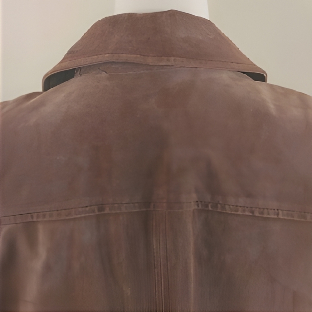 i.e. relaxed Suede 100% Leather Suede Jacket Brown Women Size Large - Picture 7 of 9
